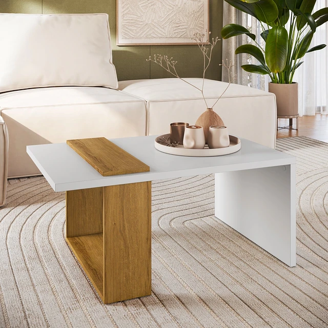MESA DE CENTRO BOHO BLANCO Y MIEL - 3
