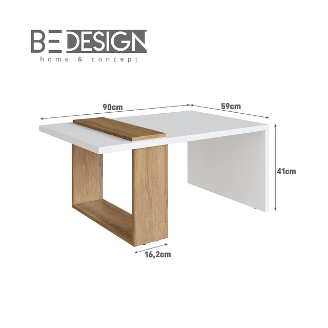 MESA DE CENTRO BOHO BLANCO Y MIEL - 4
