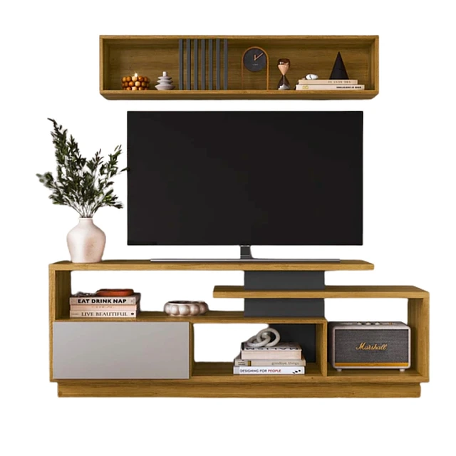 RACK PARA TV 65'+ MUEBLE AE REO EMOVELL MIEL, FUME Y GRAFITO - 1