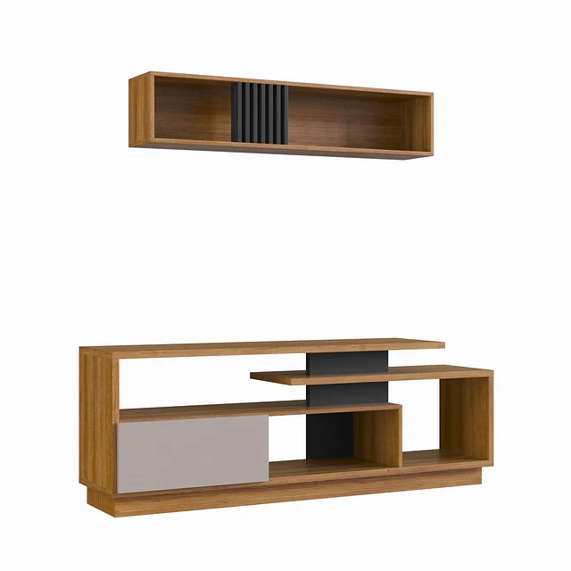 RACK PARA TV 65'+ MUEBLE AE REO EMOVELL MIEL, FUME Y GRAFITO - 4