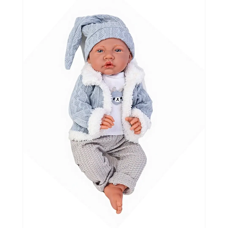 MUÑECO BEBE REALISTA 40 CM CON 12 SONIDOS DE APEGO CELESTE - 1