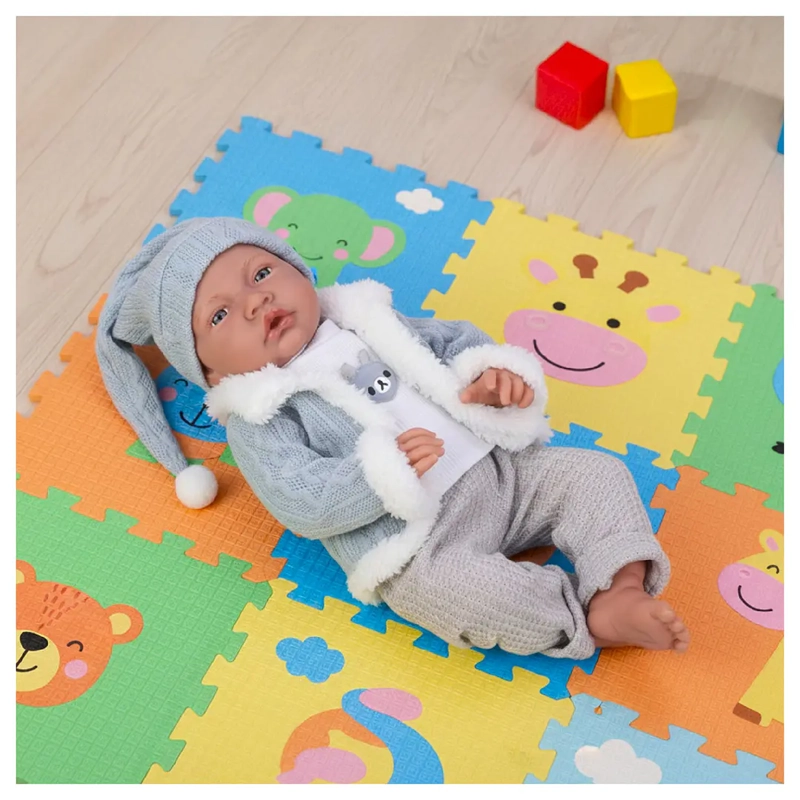 MUÑECO BEBE REALISTA 40 CM CON 12 SONIDOS DE APEGO CELESTE - 2