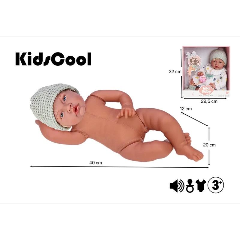 MUÑECA BEBE REALISTA 40 CM CON 12 SONIDOS DE APEGO BLANCO - 5