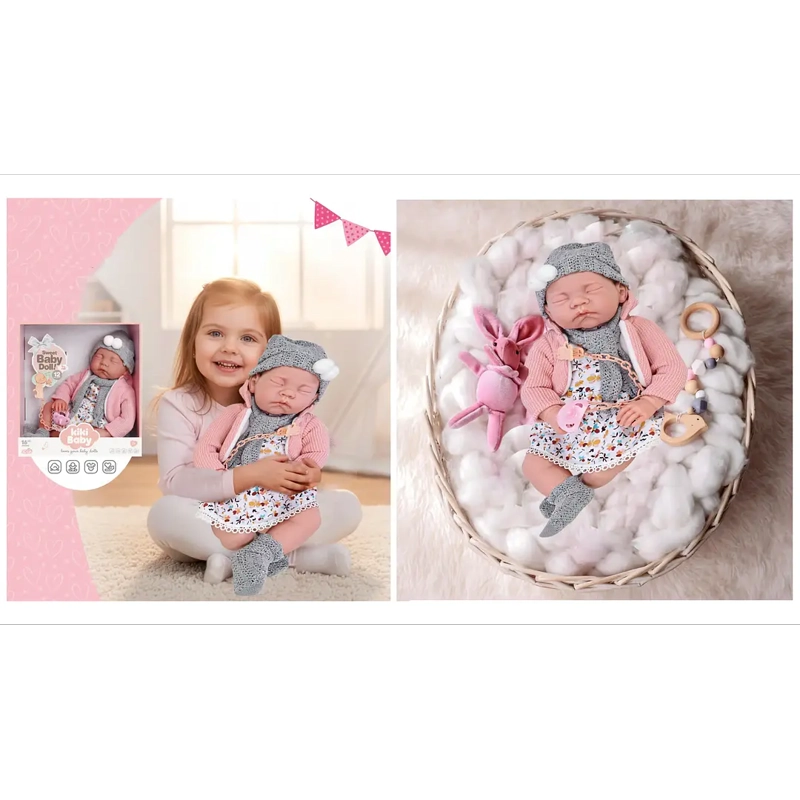 MUÑECA BEBE REALISTA 40 CM CON 12 SONIDOS DE APEGO GRIS - 3