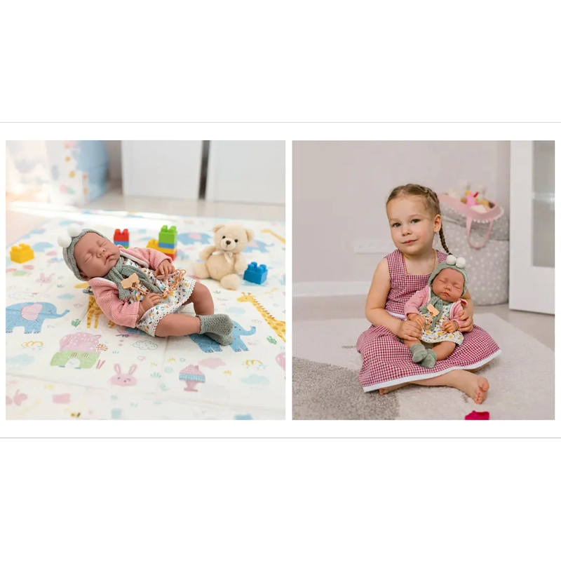 MUÑECA BEBE REALISTA 40 CM CON 12 SONIDOS DE APEGO GRIS - 4
