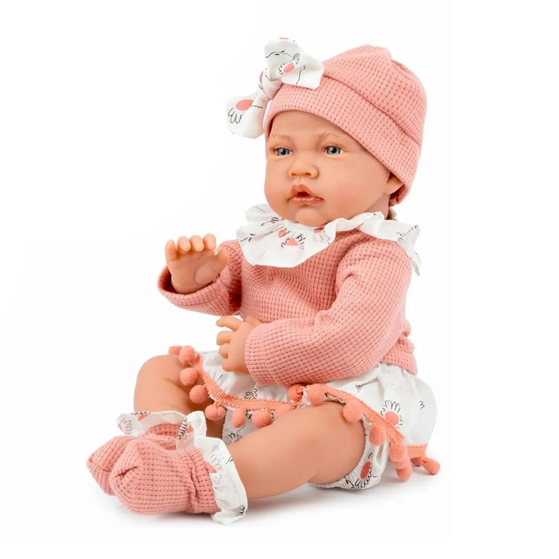 MUÑECA BEBE REALISTA 40 CM CON 12 SONIDOS DE APEGO ROSADA - 1