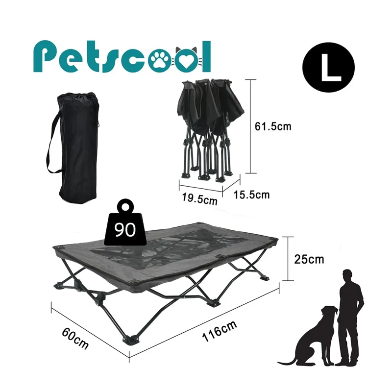 CAMA ELEVADA PARA PERRO PLEGABLE TALLA L PETSCOOL 90 KG - 2