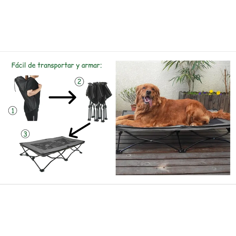 CAMA ELEVADA PARA PERRO PLEGABLE TALLA L PETSCOOL 90 KG - 6