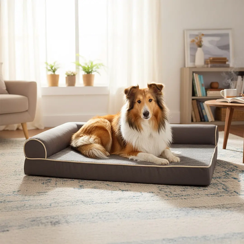 CAMA SOFA PARA PERROS VISCOELASTICA LAVABLE GRIS TALLA L - 2