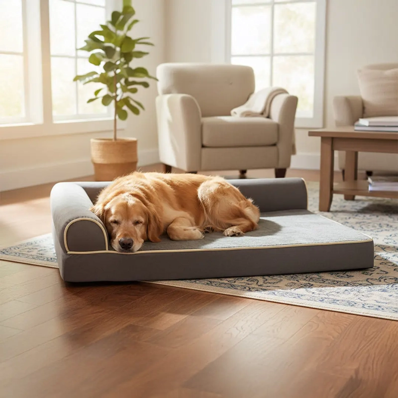 CAMA SOFA PARA PERROS VISCOELASTICA LAVABLE GRIS TALLA L - 3