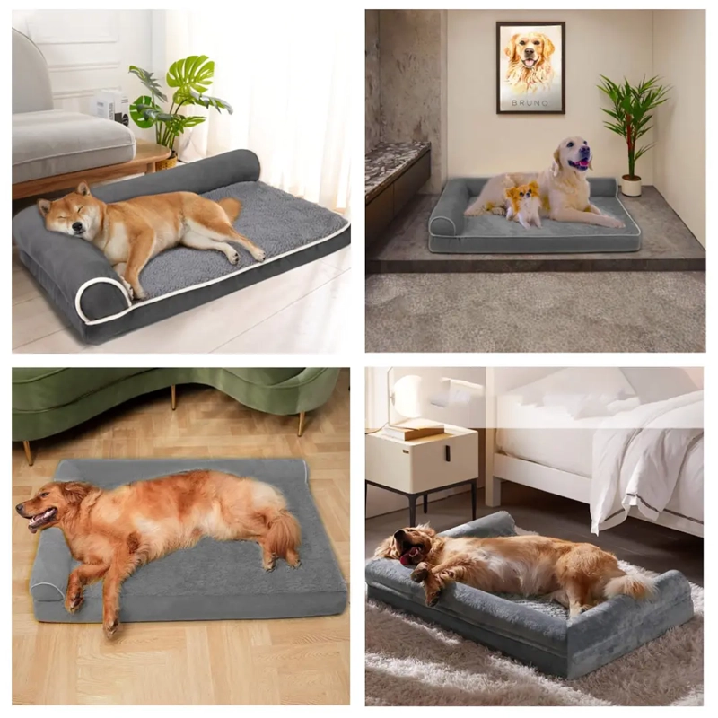 CAMA SOFA PARA PERROS VISCOELASTICA LAVABLE GRIS TALLA L - 4