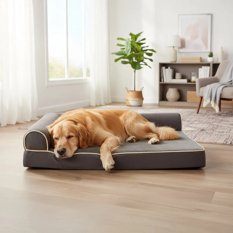 CAMA SOFA PARA PERROS VISCOELASTICA LAVABLE GRIS TALLA XL - 3