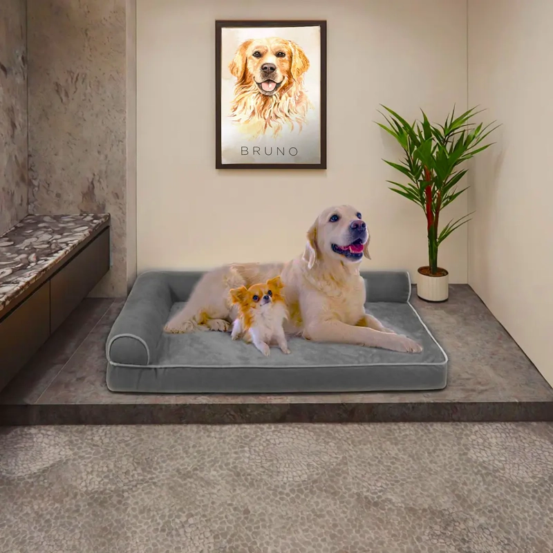 CAMA SOFA PARA PERROS VISCOELASTICA LAVABLE GRIS TALLA XL - 5