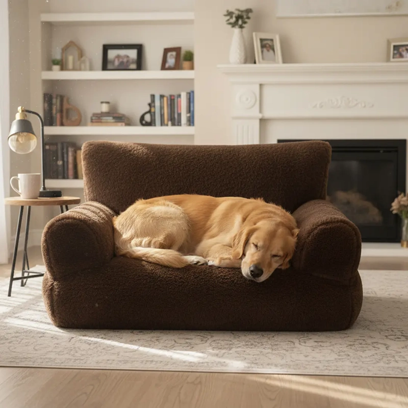 CAMA SOFA PERRO Y GATO TALLA M CAFE LAVABLE - 3