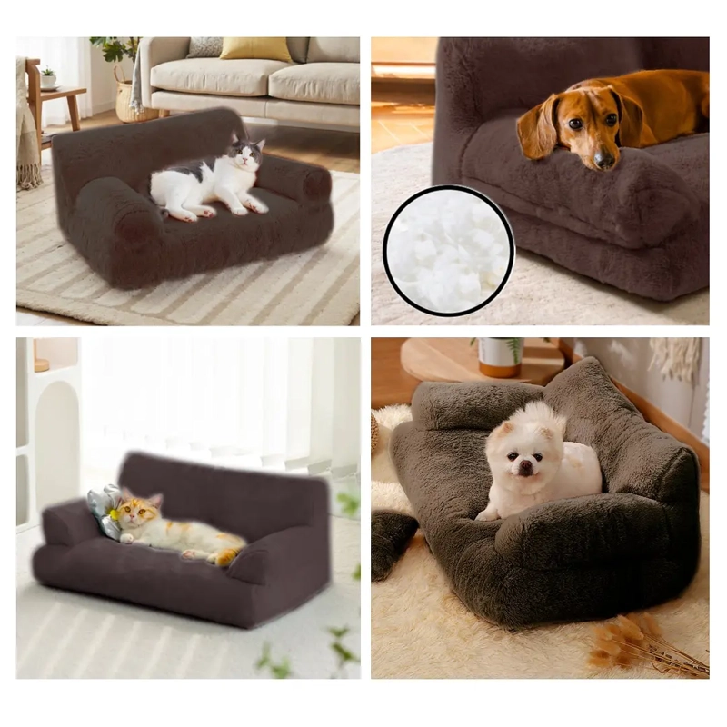 CAMA SOFA PERRO Y GATO TALLA M CAFE LAVABLE - 6