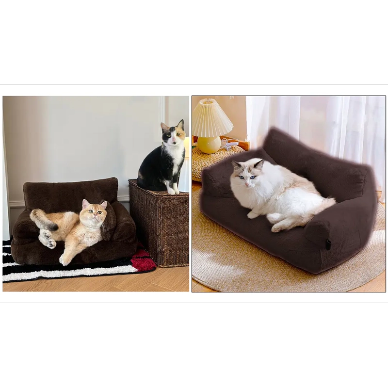 CAMA SOFA PERRO Y GATO TALLA M CAFE LAVABLE - 7