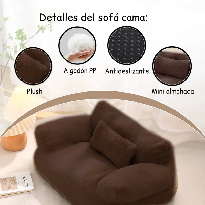 CAMA SOFA PERRO Y GATO TALLA M CAFE LAVABLE - 8