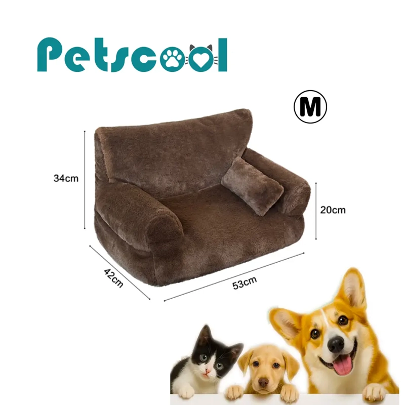 CAMA SOFA PERRO Y GATO TALLA M CAFE LAVABLE - 9