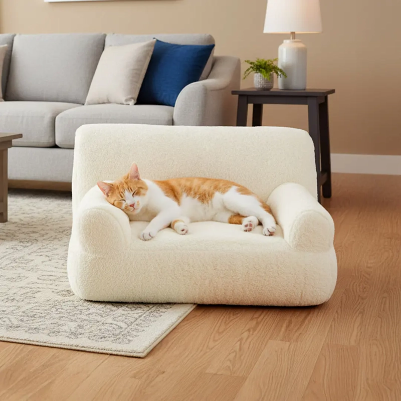 CAMA SOFA PERRO Y GATO TALLA M BEIGE LAVABLE - 2