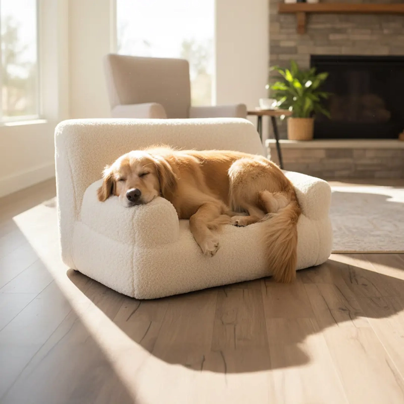 CAMA SOFA PERRO Y GATO TALLA M BEIGE LAVABLE - 3