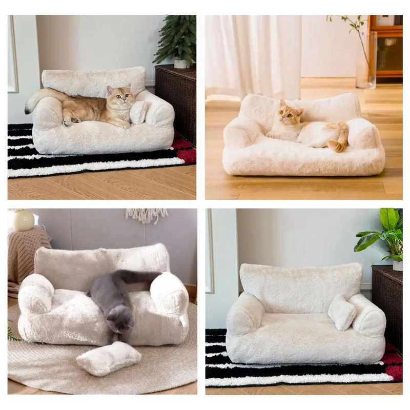 CAMA SOFA PERRO Y GATO TALLA M BEIGE LAVABLE - 4