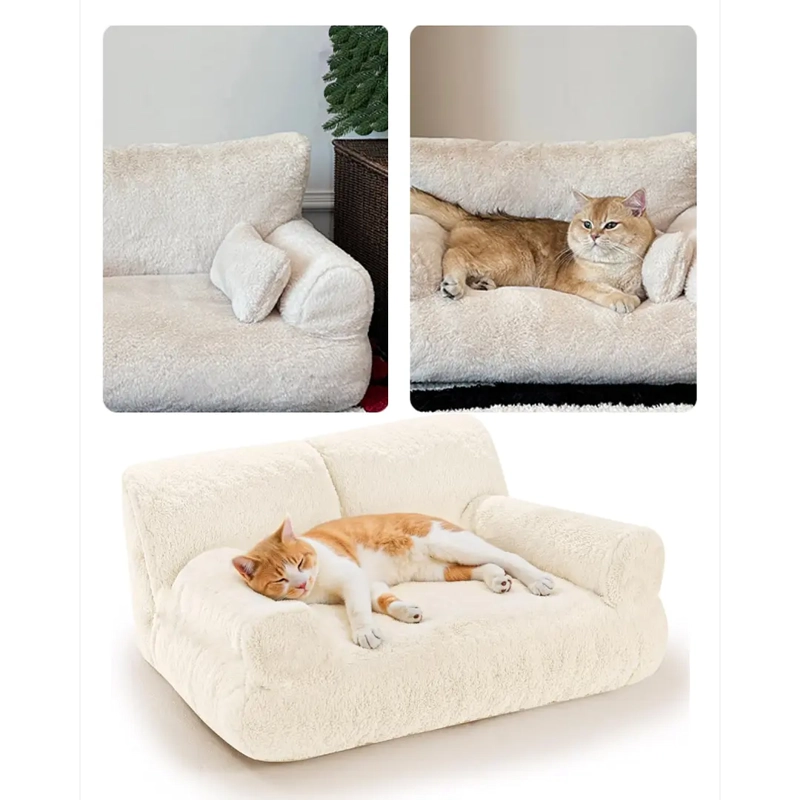 CAMA SOFA PERRO Y GATO TALLA M BEIGE LAVABLE - 5