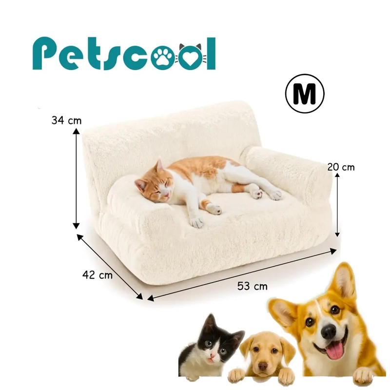 CAMA SOFA PERRO Y GATO TALLA M BEIGE LAVABLE - 8
