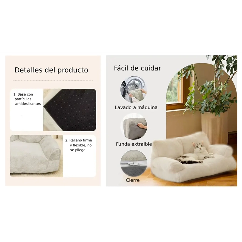 CAMA SOFA RELAJANTE PARA MASCOTAS TALLA L BLANCO - 5