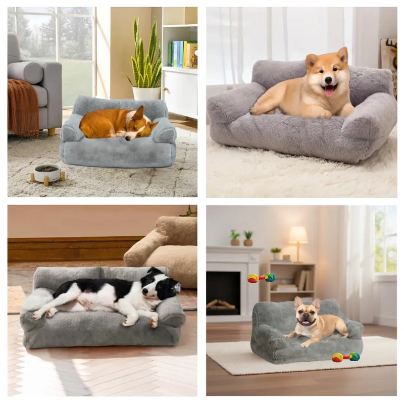 CAMA SOFA RELAJANTE PARA MASCOTAS TALLA L GRIS - 4