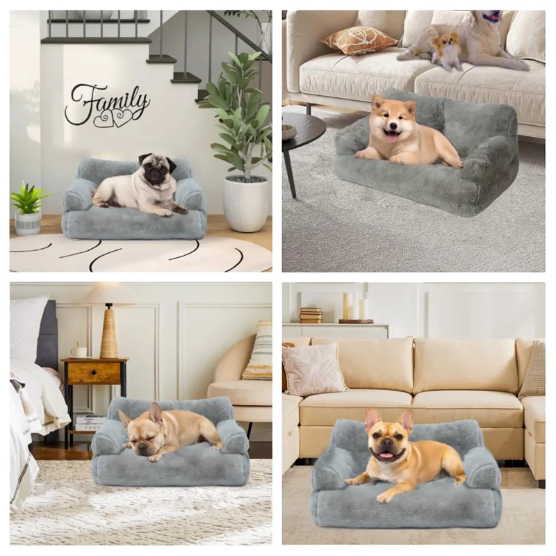 CAMA SOFA RELAJANTE PARA MASCOTAS TALLA L GRIS - 6