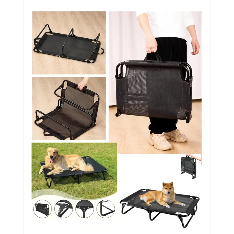 CAMA ELEVADA PARA PERRO TALLA M PLEGABLE 30 KG NEGRA - 3
