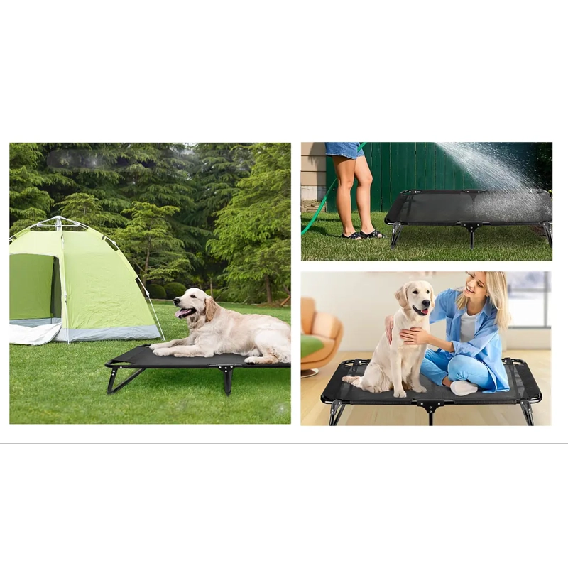 CAMA ELEVADA PARA PERRO TALLA M PLEGABLE 30 KG NEGRA - 4