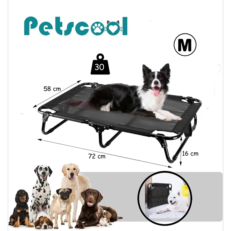 CAMA ELEVADA PARA PERRO TALLA M PLEGABLE 30 KG NEGRA - 5