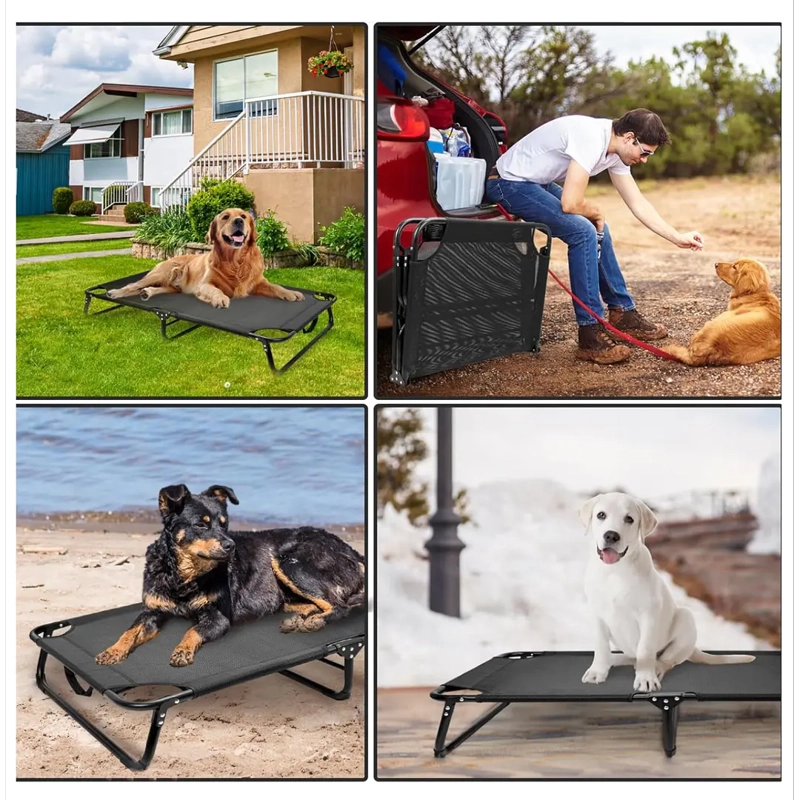 CAMA ELEVADA PARA PERRO TALLA M PLEGABLE 30 KG NEGRA - 6