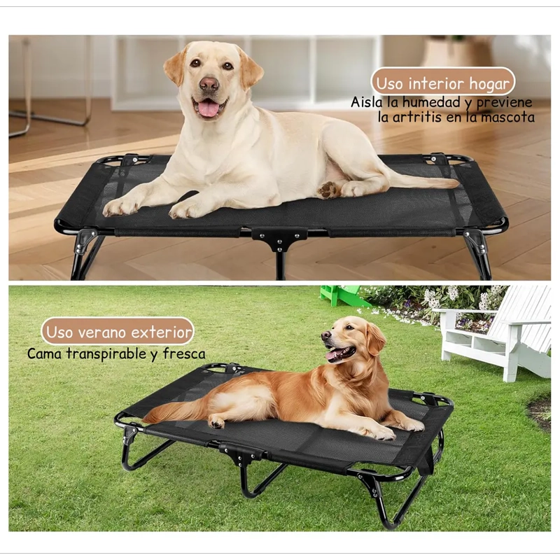 CAMA ELEVADA PARA PERRO TALLA M PLEGABLE 30 KG NEGRA - 7