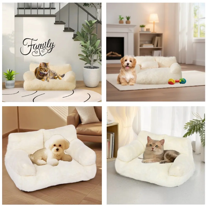 CAMA SOFA RELAJANTE PARA MASCOTAS PETSCOOL TALLA M BLANCO - 4