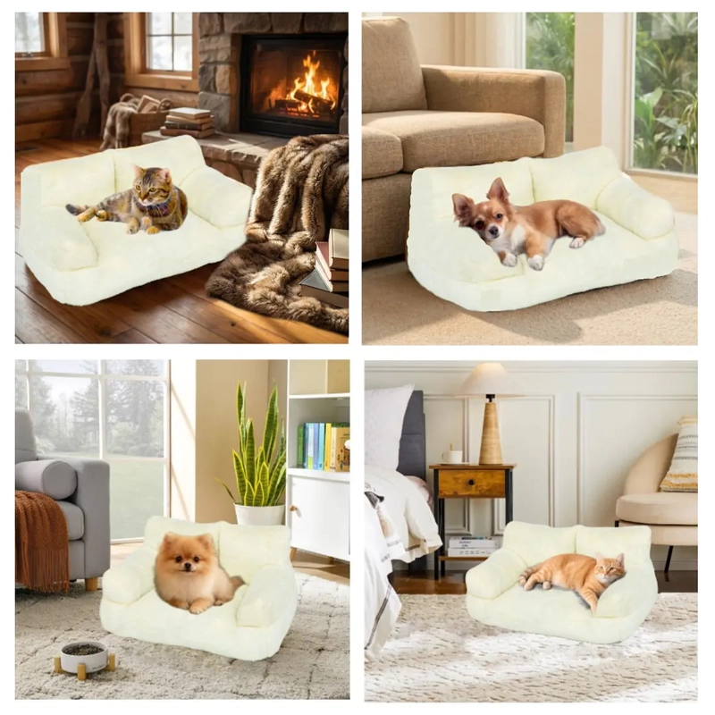 CAMA SOFA RELAJANTE PARA MASCOTAS PETSCOOL TALLA M BLANCO - 5