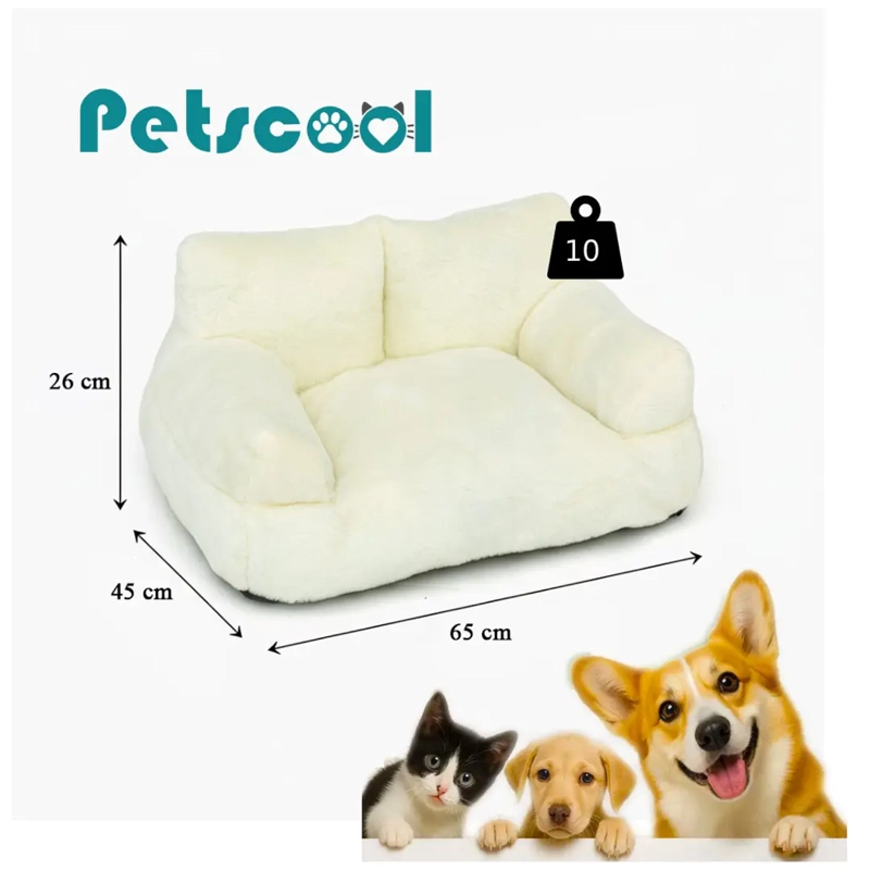 CAMA SOFA RELAJANTE PARA MASCOTAS PETSCOOL TALLA M BLANCO - 7