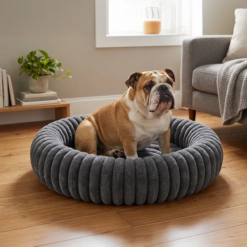 CAMA NIDO DONUT ANTI ANSIEDAD TALLA L PETSCOOL GRIS 70CM - 3