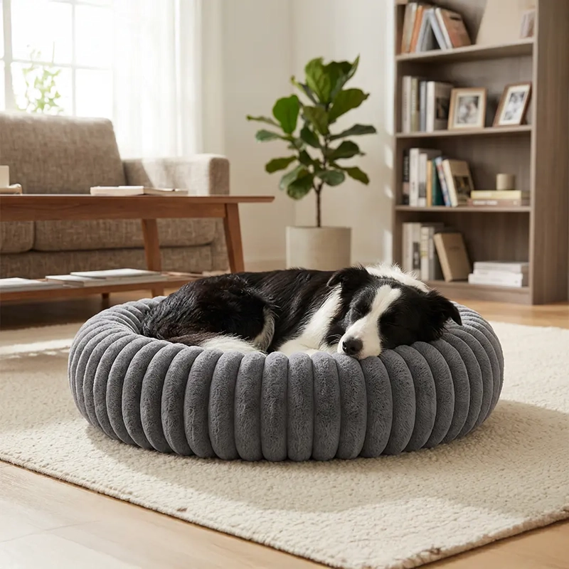 CAMA NIDO DONUT ANTI ANSIEDAD TALLA L PETSCOOL GRIS 70CM - 4