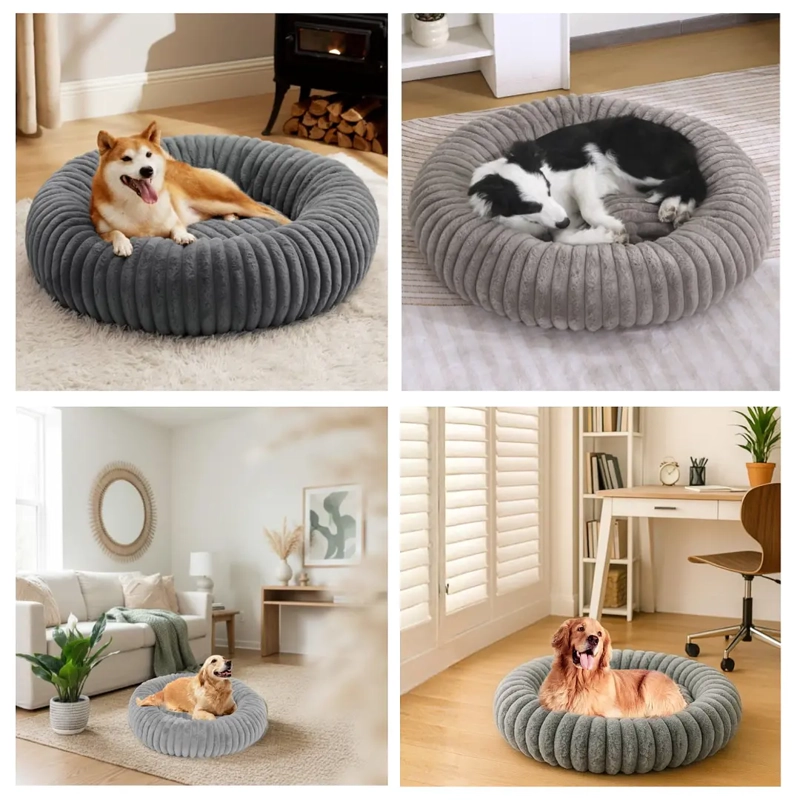 CAMA NIDO DONUT ANTI ANSIEDAD TALLA L PETSCOOL GRIS 70CM - 5