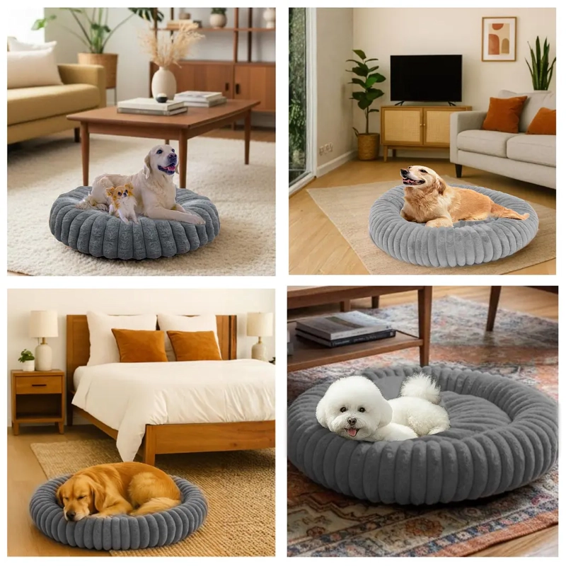 CAMA NIDO DONUT ANTI ANSIEDAD TALLA L PETSCOOL GRIS 70CM - 6