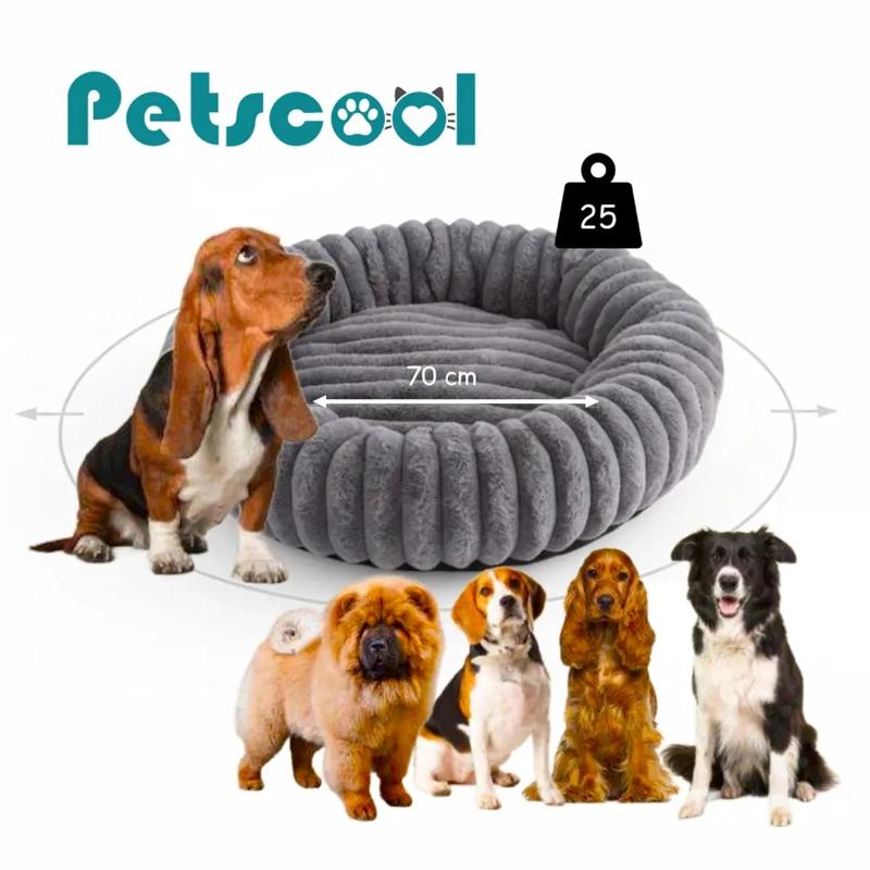 CAMA NIDO DONUT ANTI ANSIEDAD TALLA L PETSCOOL GRIS 70CM - 9