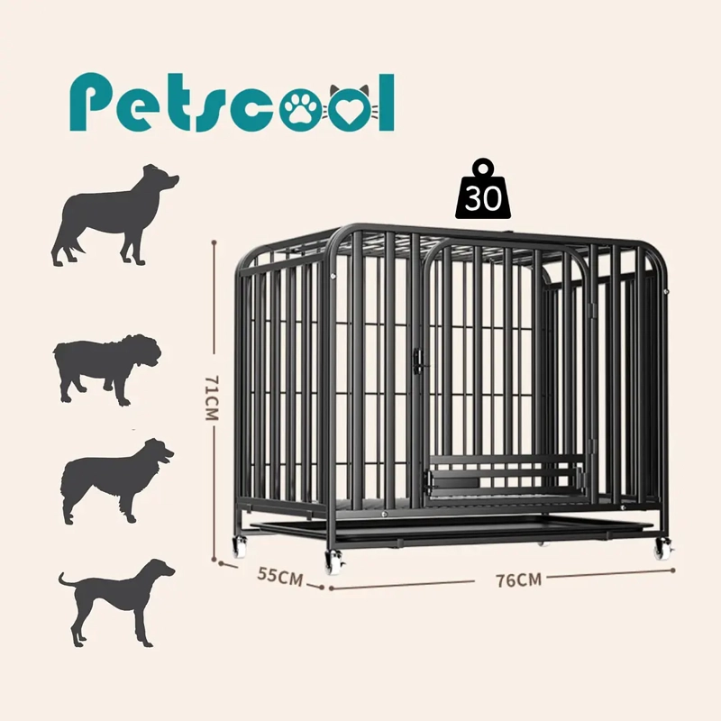 JAULA CORRAL PARA PERROS Y GATOS GRANDE, DOBLE PUERTA, BANDEJA Y RUEDAS - 8