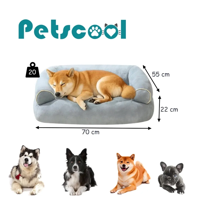 CAMA SOFA PARA PERROS PETSCOOL TALLA L LAVABLE Y ORTOPEDICA 105X65 GRIS OSCURO - 8