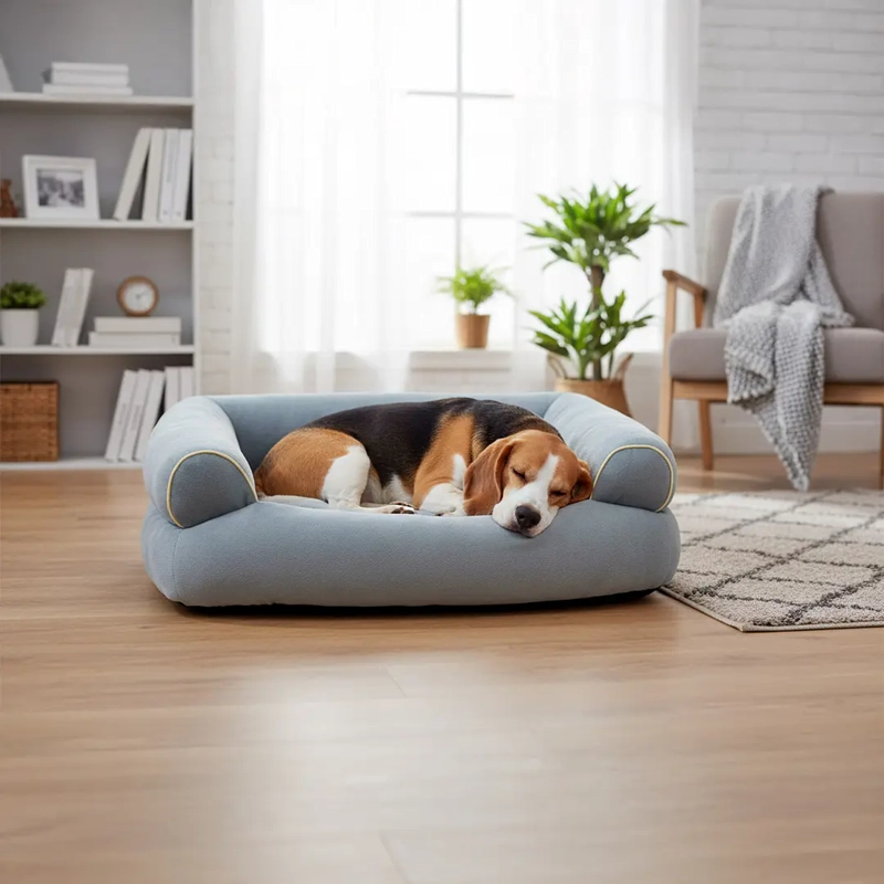 CAMA SOFA PARA PERROS PETSCOOL TALLA M LAVABLE Y ORTOPEDICA 70X55 GRIS - 3