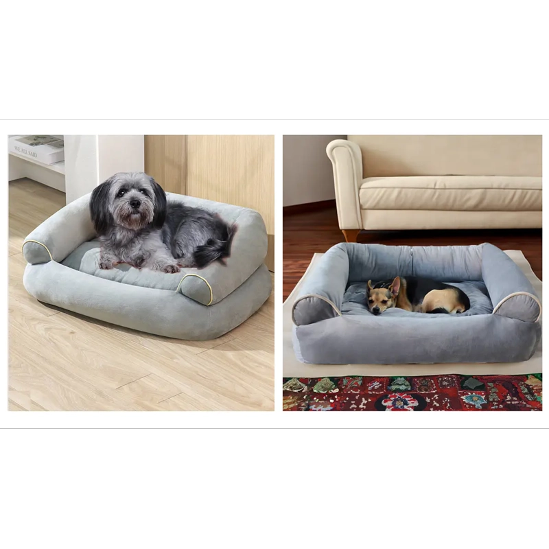 CAMA SOFA PARA PERROS PETSCOOL TALLA M LAVABLE Y ORTOPEDICA 70X55 GRIS - 7