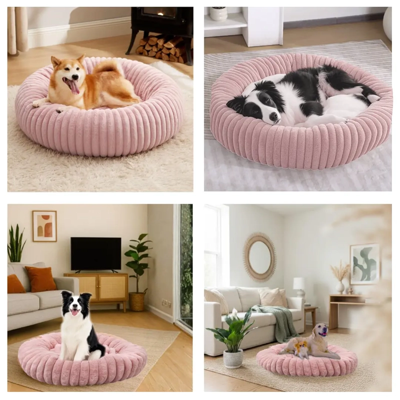 CAMA NIDO DONUT ANTI ANSIEDAD TALLA L PETSCOOL ROSA 70CM - 7