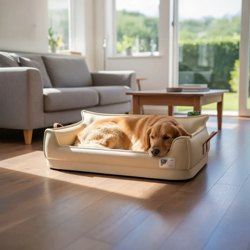 CAMA SOFA DE PERRO IMPERMEABLE 4 ESTACIONES BEIGE TALLA M HASTA 25 KG - 4