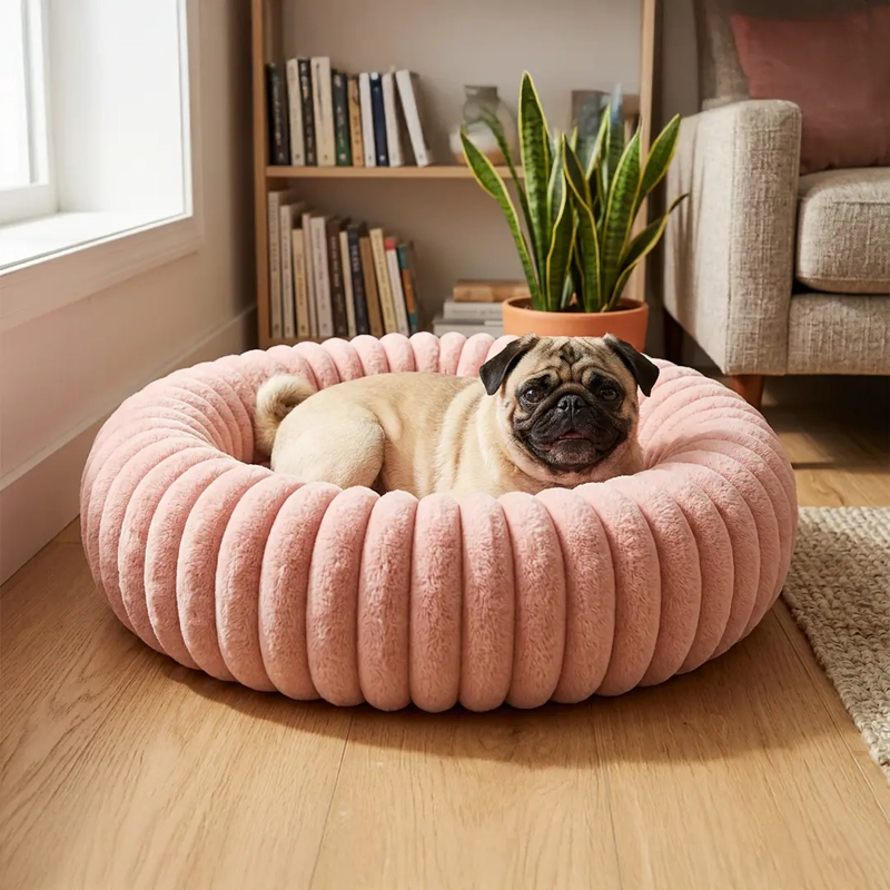 CAMA NIDO DONUT ANTI ANSIEDAD TALLA M PETSCOOL ROSA 60CM - 3